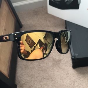 Oakley Black Sunglasses Gold Reflective Lenses